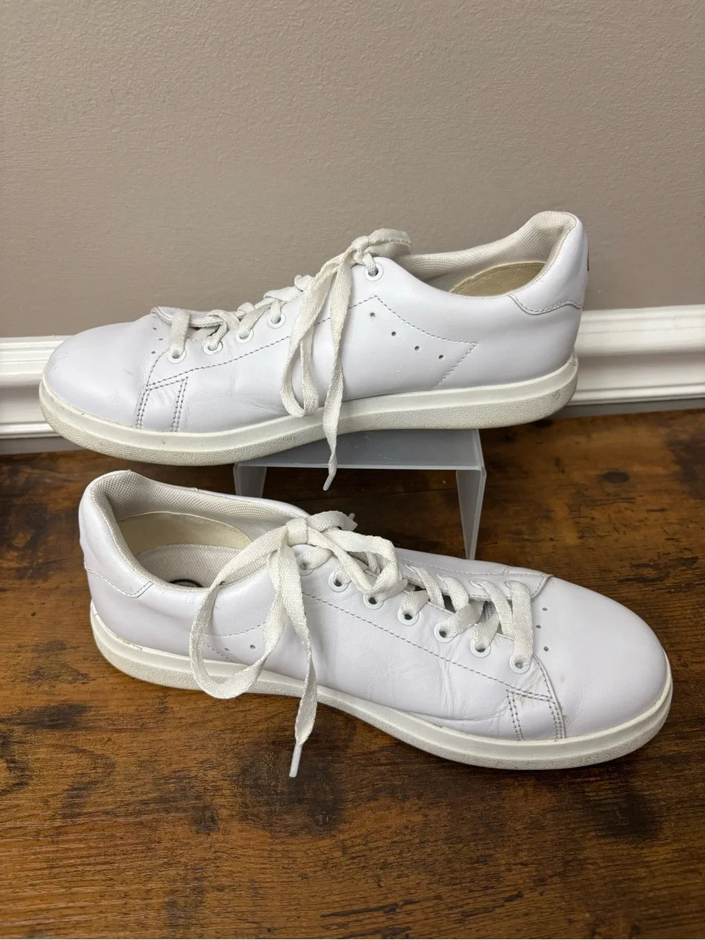 Tory Burch Howell White Leather Low-Top Court Sneakers, 8.5